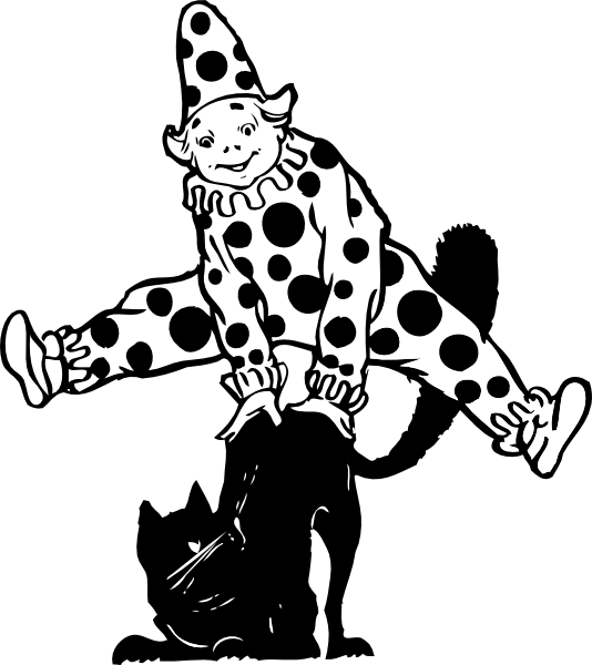 clown clipart black and white