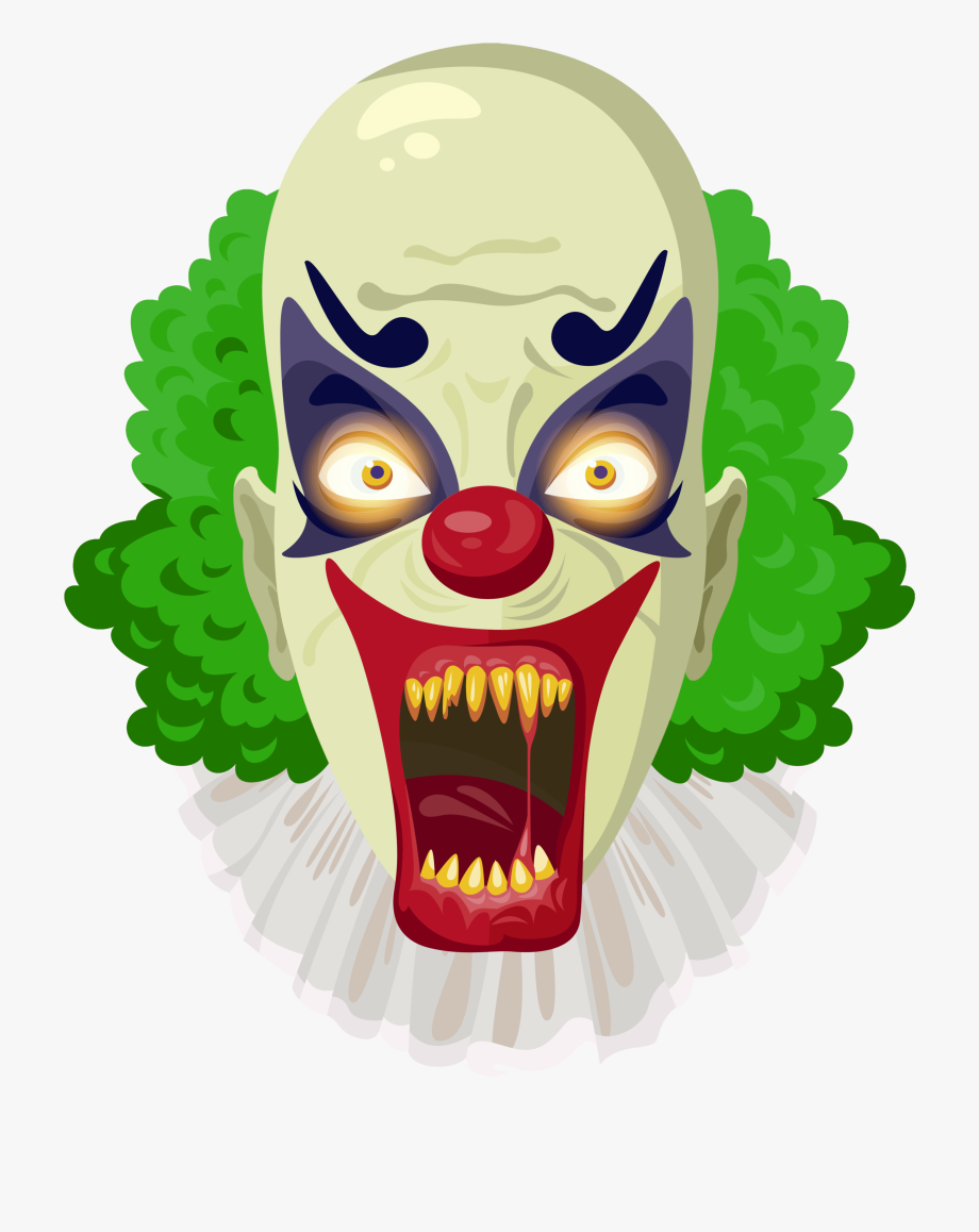 Scary green png image. Clown clipart halloween