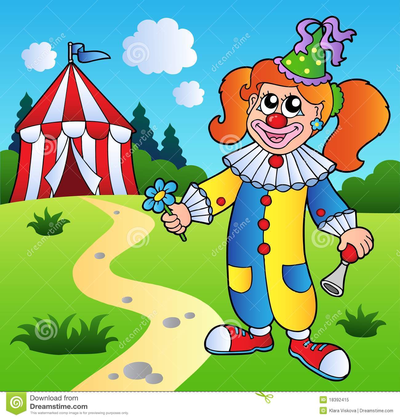Clown clipart scene. Female station 