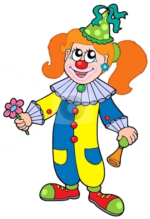 Clown clipart vector. Cartoon girl stock clip