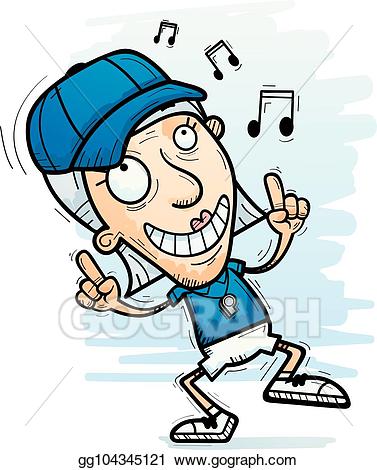 Vector art cartoon senior. Coach clipart happy