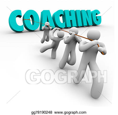 Coaching word pulled team. Leadership clipart practice