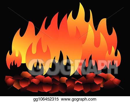 Vector illustration burning isolated. Coal clipart hot coal