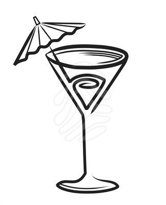 cocktails clipart black and white