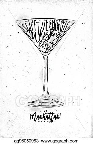 Cocktail clipart manhattan cocktail. Vector stock illustration 