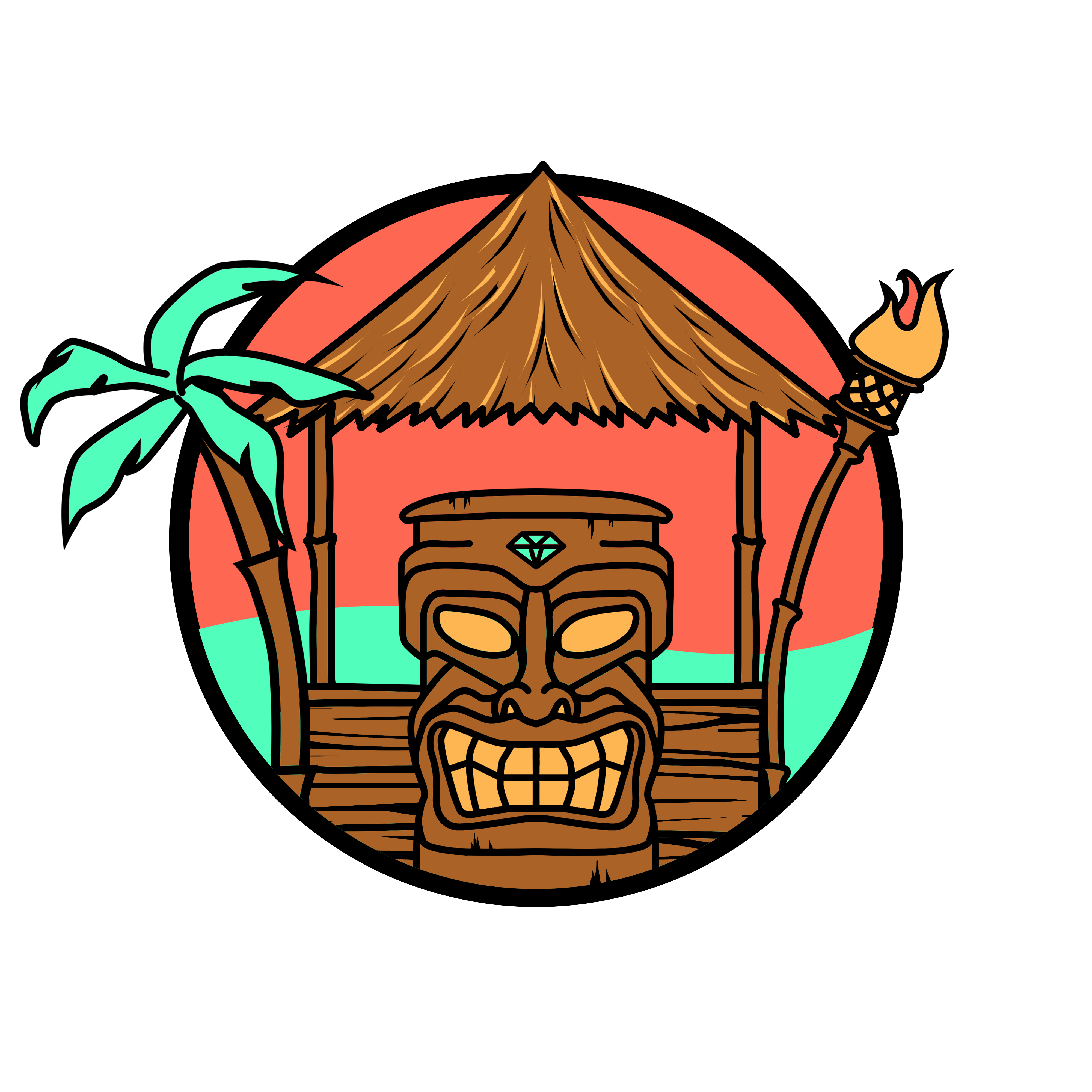 Hut clipart outline. Tiki at getdrawings com