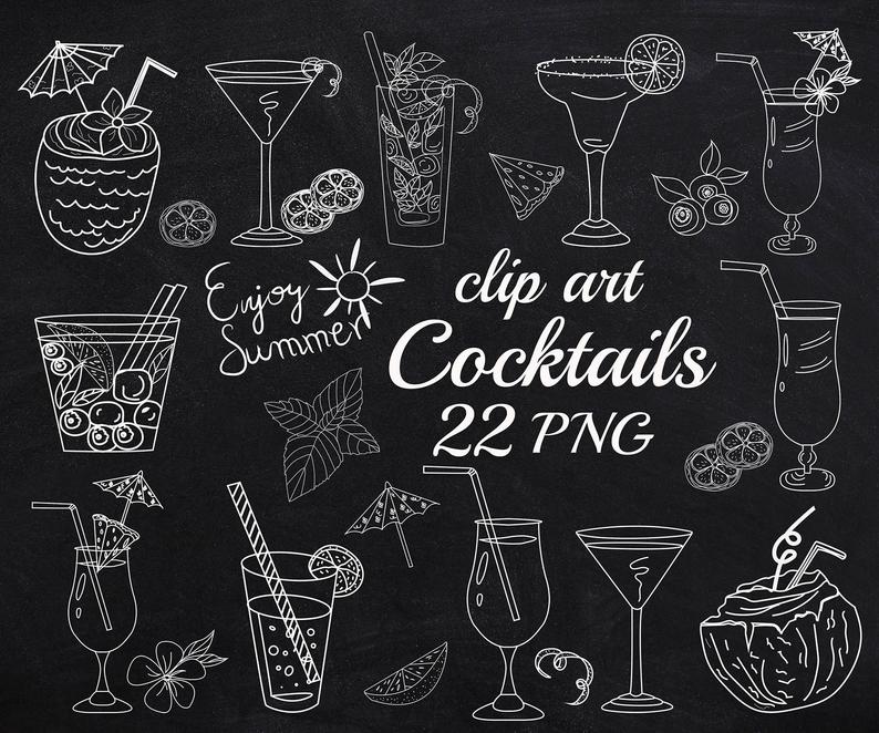cocktails clipart chalkboard