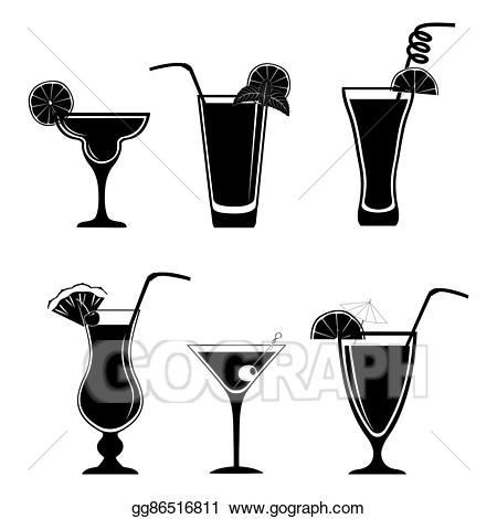 cocktails clipart vector black