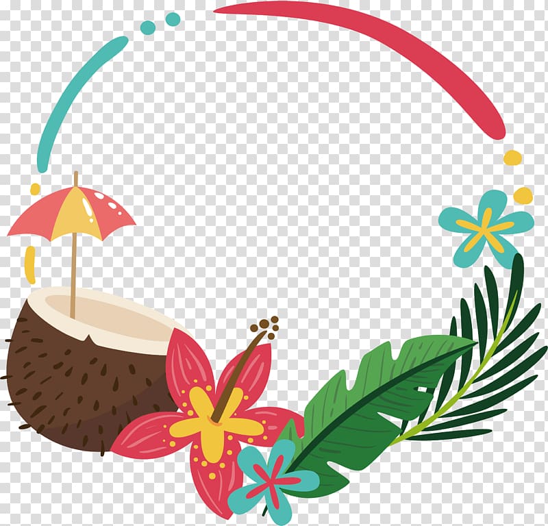 Coconut clipart frame. And flowers painting palm