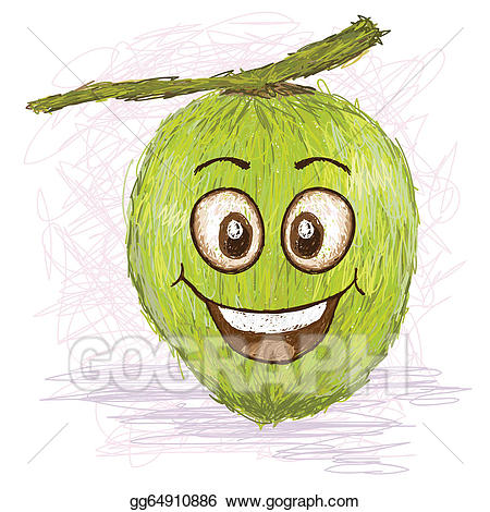 Coconut clipart happy. Vector illustration fruit eps