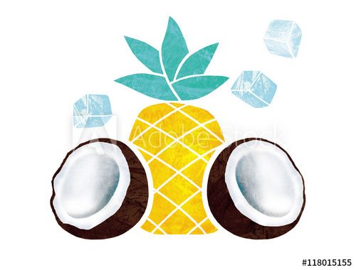 Coconut clipart pineapple coconut. Illustration cocktail pina colada