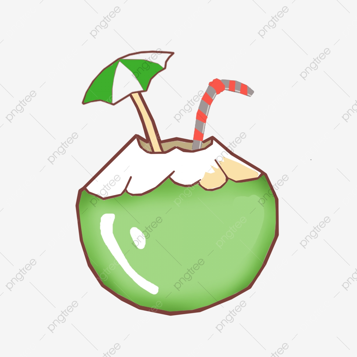 coconut clipart straw drawing
