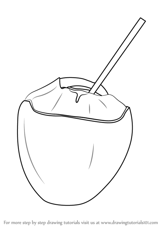 coconut clipart straw drawing