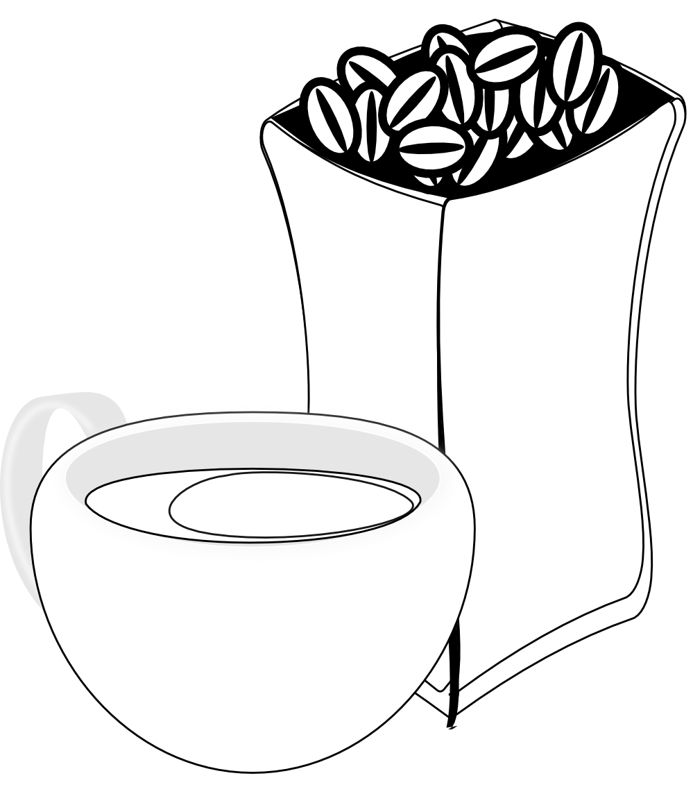 coffee clipart black and white