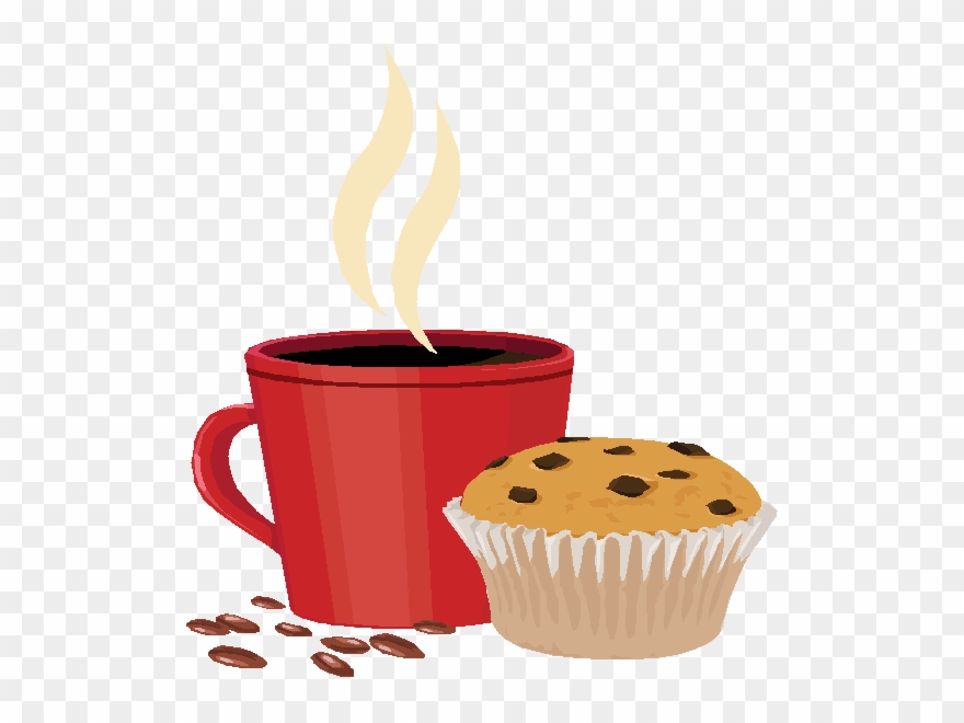And muffin the red. Coffee clipart cake
