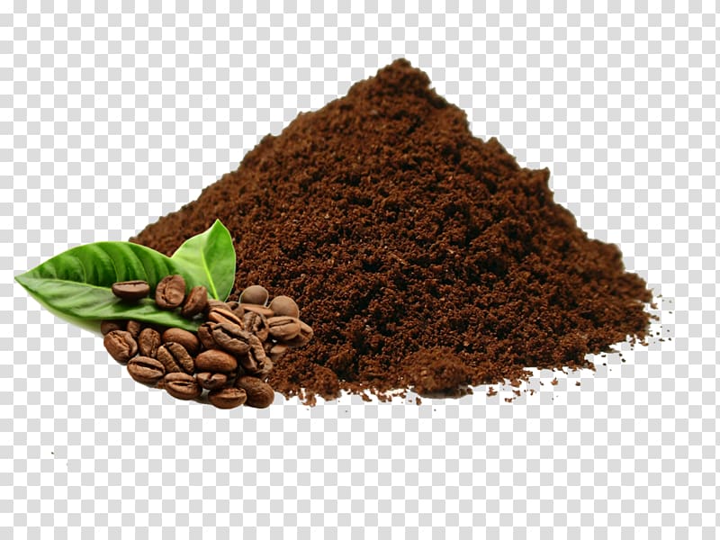 Beans and green leaves. Coffee clipart coffee powder