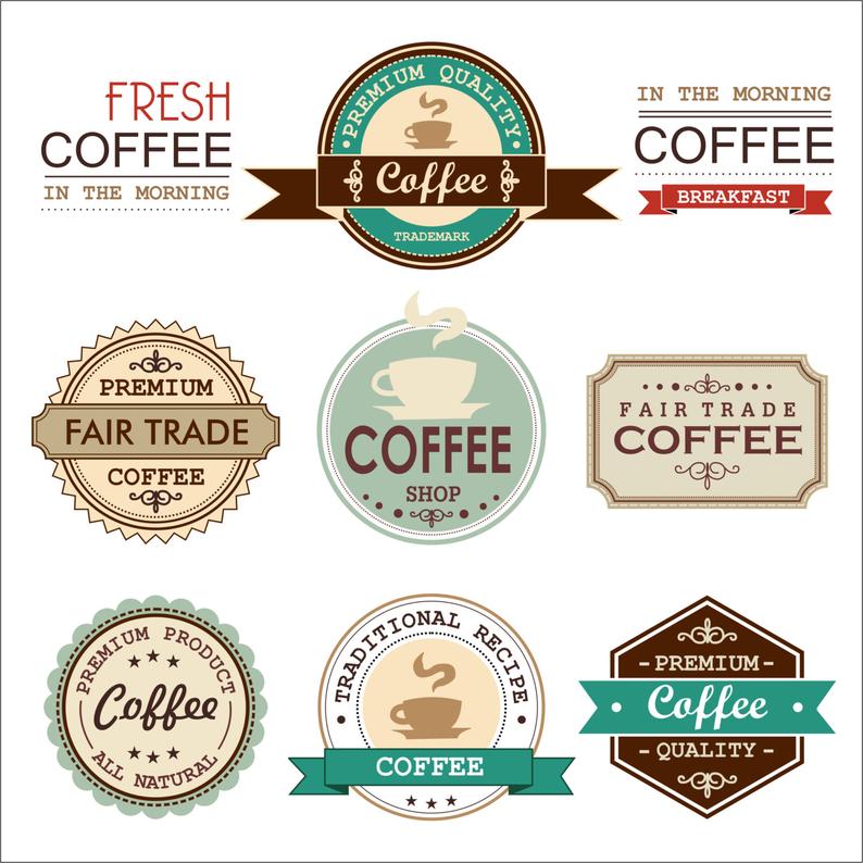 Coffee clipart vintage. Retro vector instant download