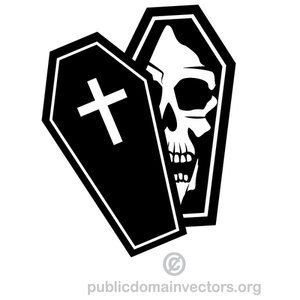 Coffin clipart skull. In a vector image
