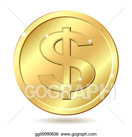 Coin clipart dollar sign. Clip art vector golden