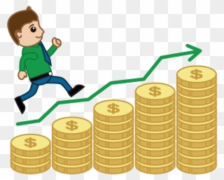 Earning graph money cartoon. Coin clipart interest