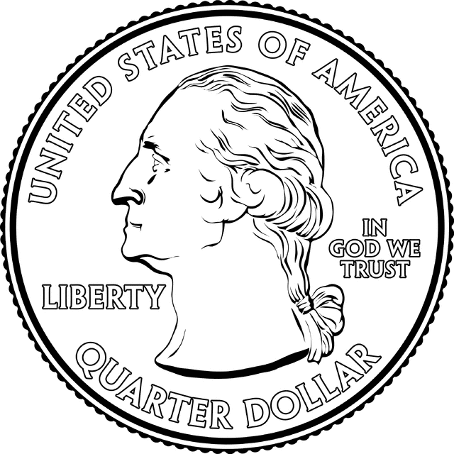 Coin clipart quarter. Portrait on a etc