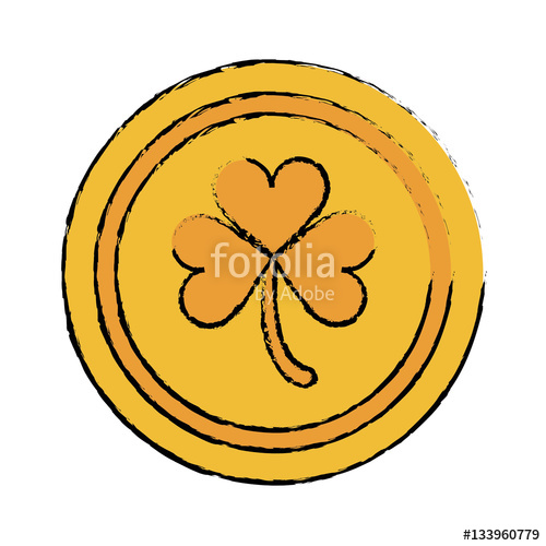 Cartoon saint patrick day. Coin clipart shamrock gold