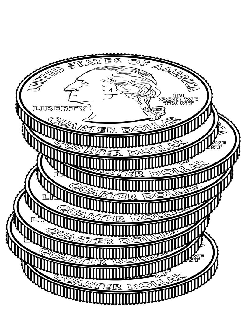 coins clipart black and white