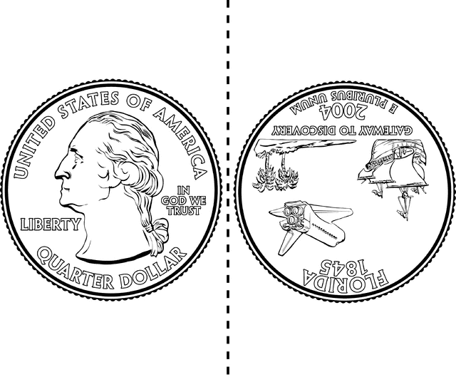 Two sided a kinder. Coins clipart quarter