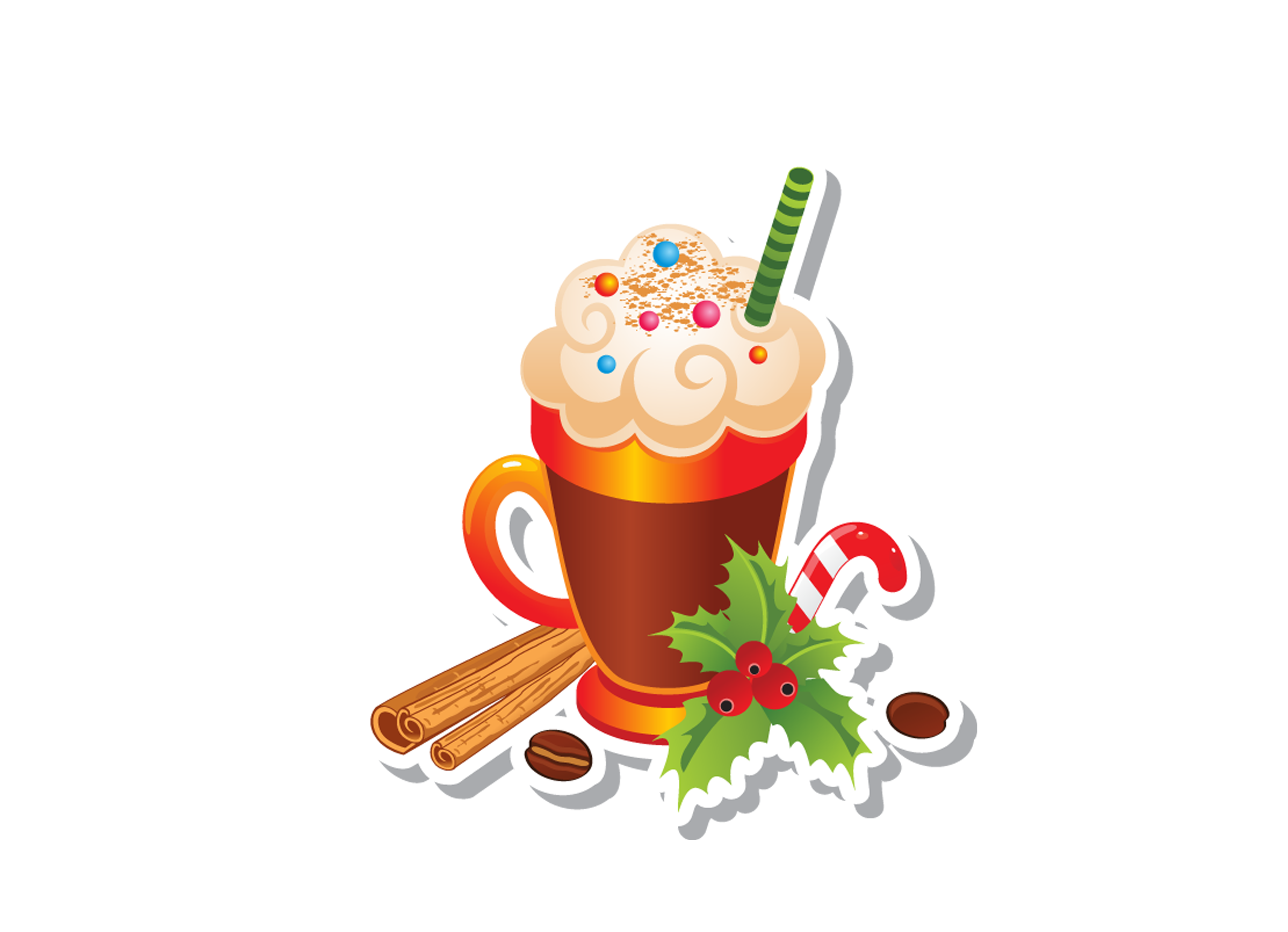Eggnog candy cane christmas. Cold clipart ice cold drink