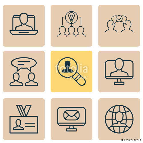 Collaboration clipart social isolation. Business icons set with