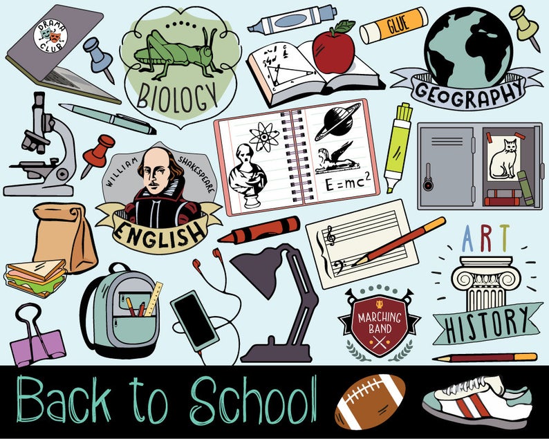 College clipart back to school. Stickers doodles clip art