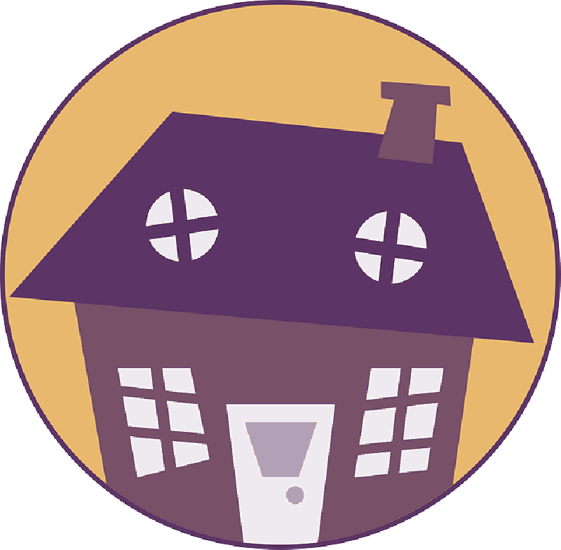 Color clipart building. House home circle purple