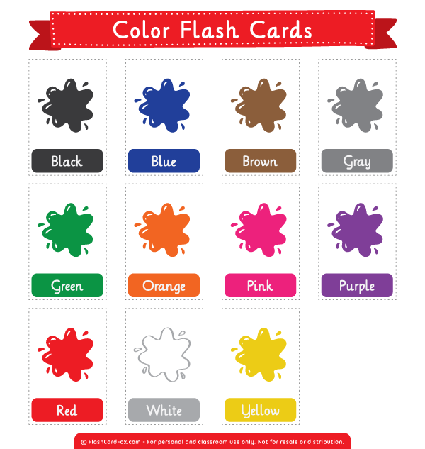 Color clipart card. Free printable flash cards