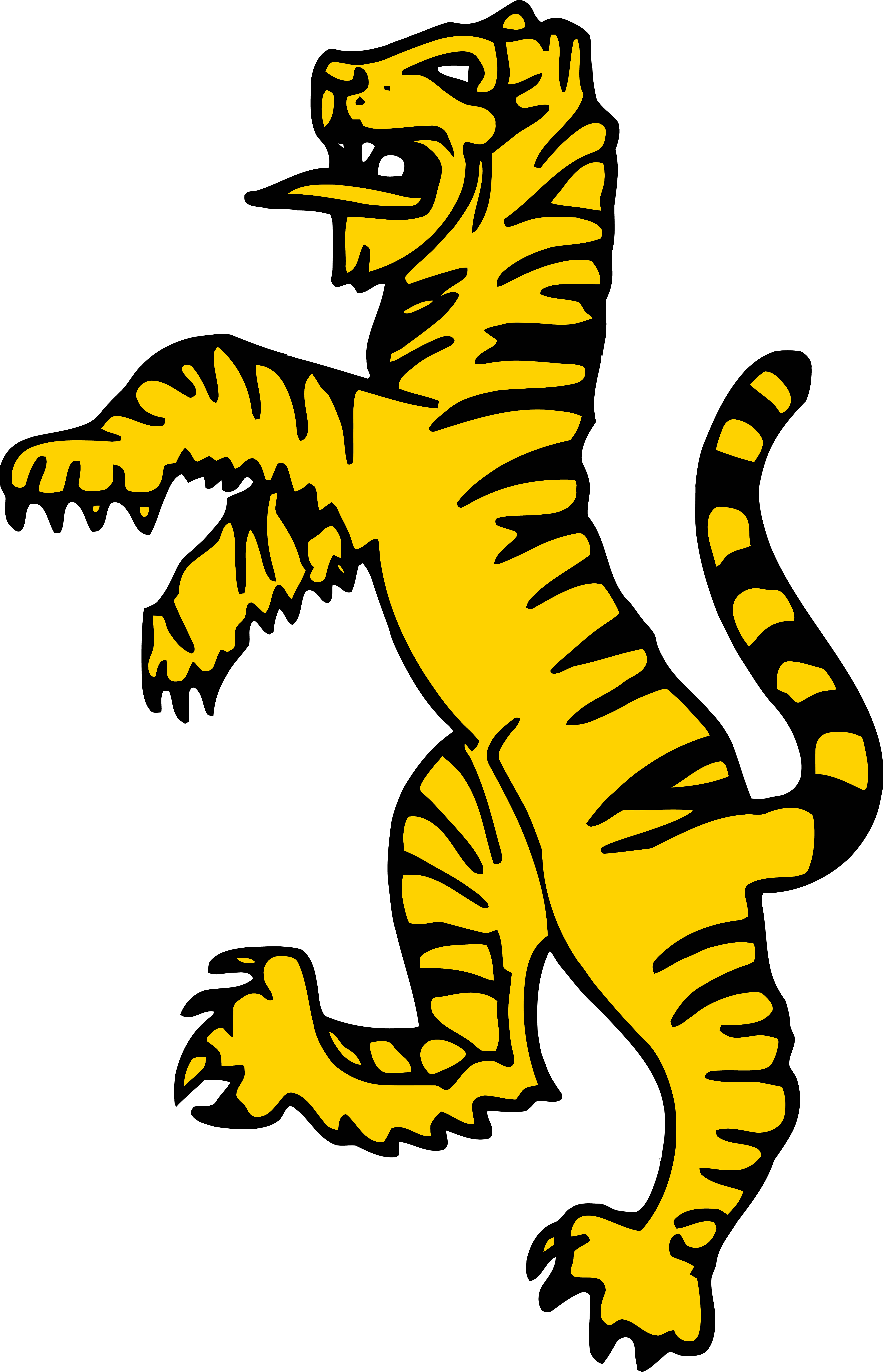 Color clipart gold. Standing tigger png image