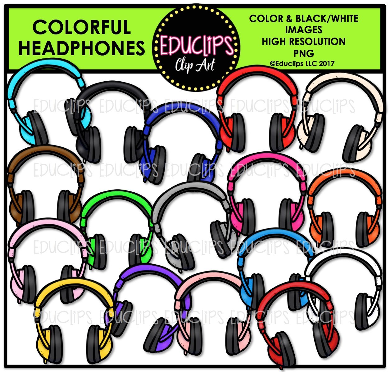 headphones clipart colorful