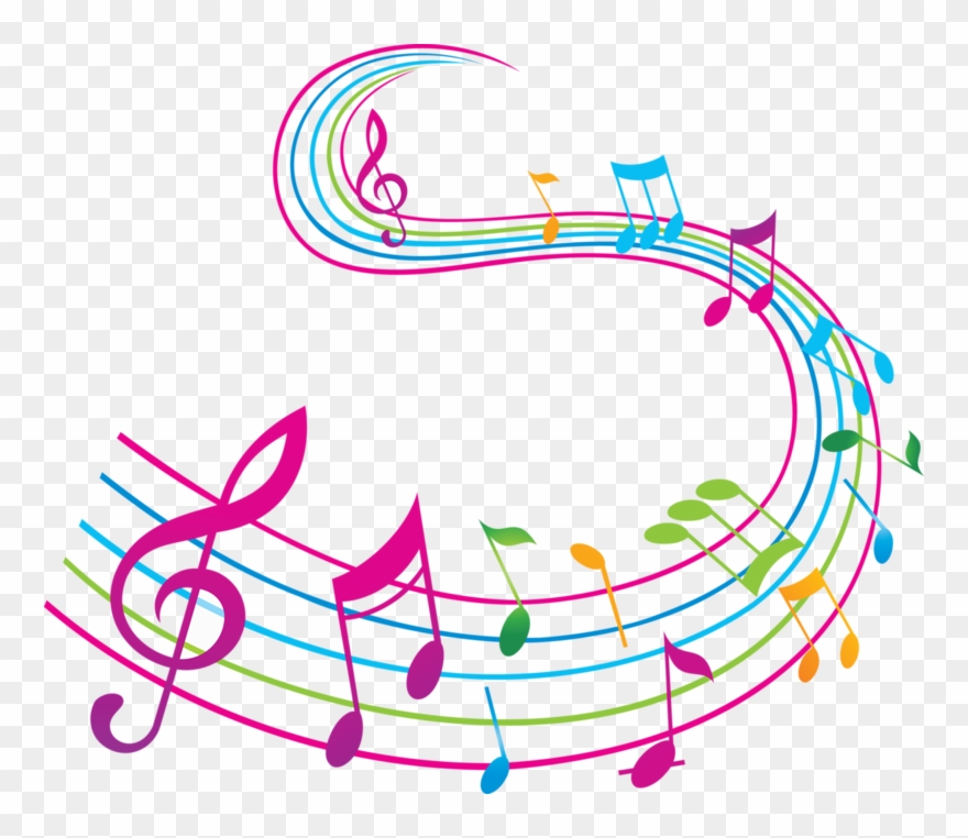 Couleur music color png. Notes clipart colored