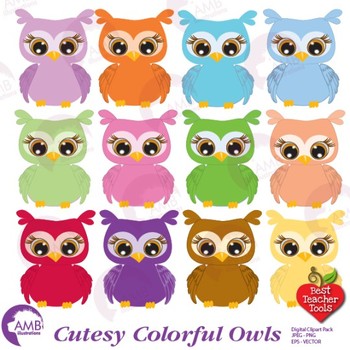 owls clipart colored