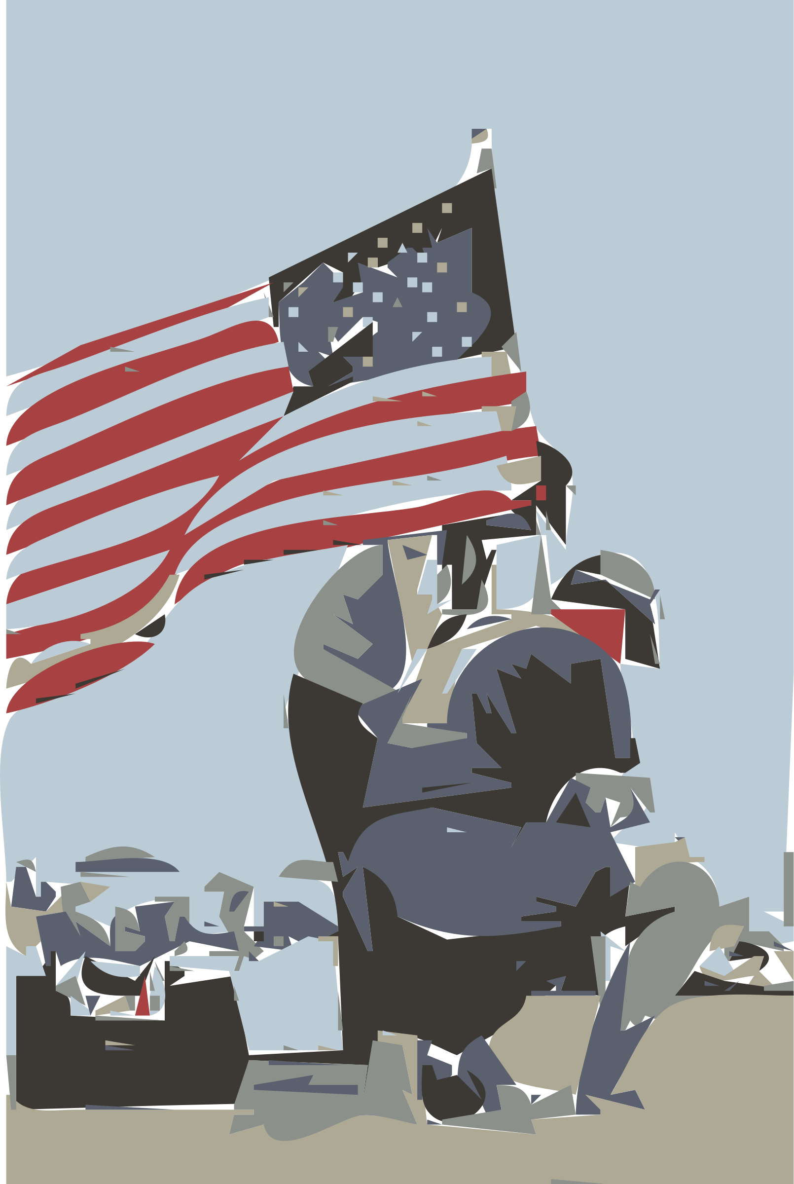 Color clipart poster. Memorial day flag big