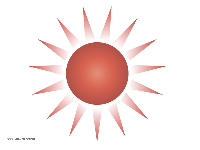 Raster with triangular rays. Color clipart sun