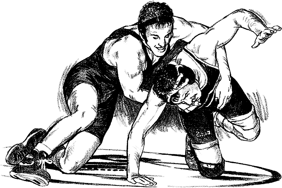 High school wrestling postville. Wrestlers clipart black and white