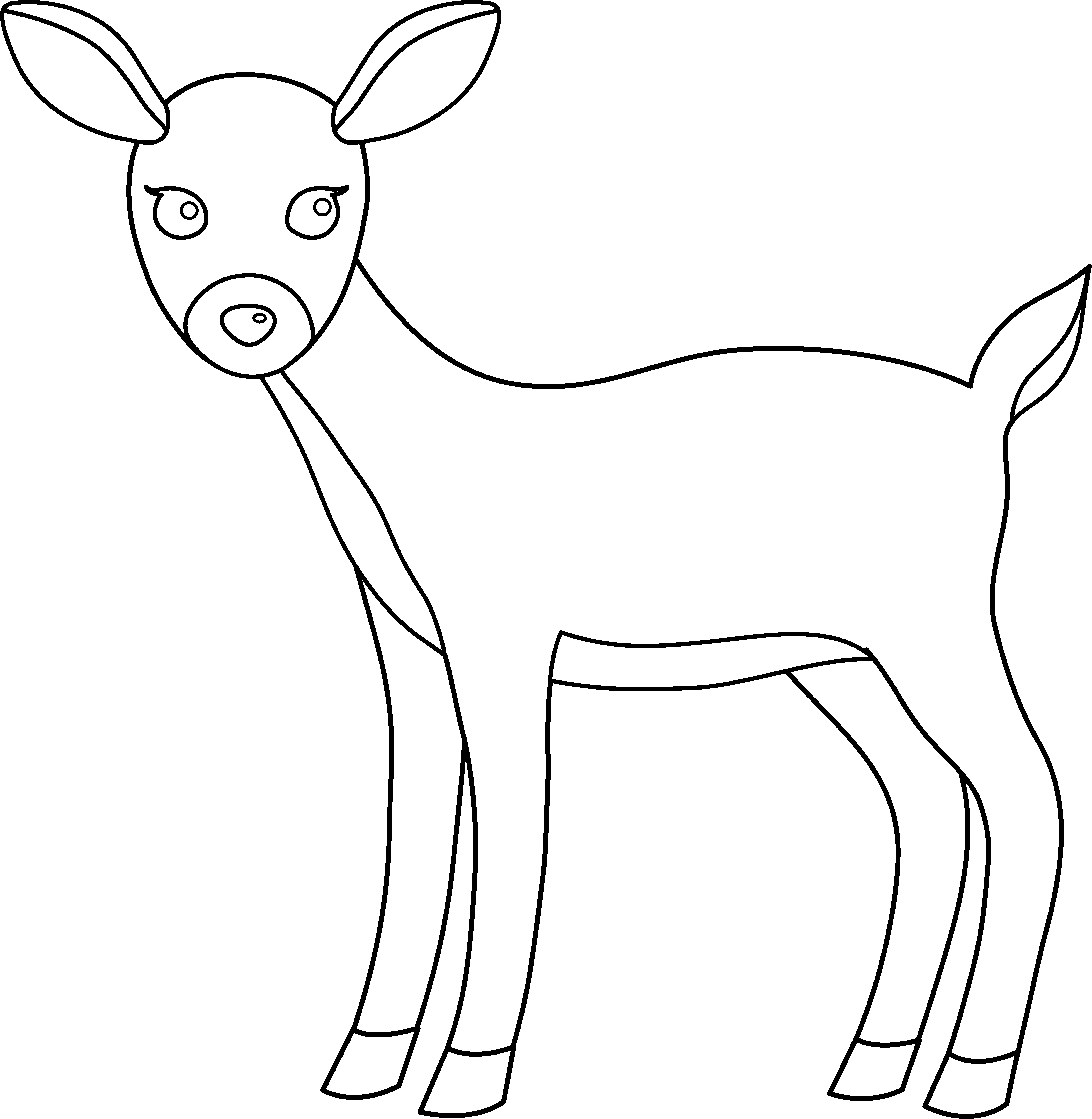 Cute line art free. Deer clipart female deer