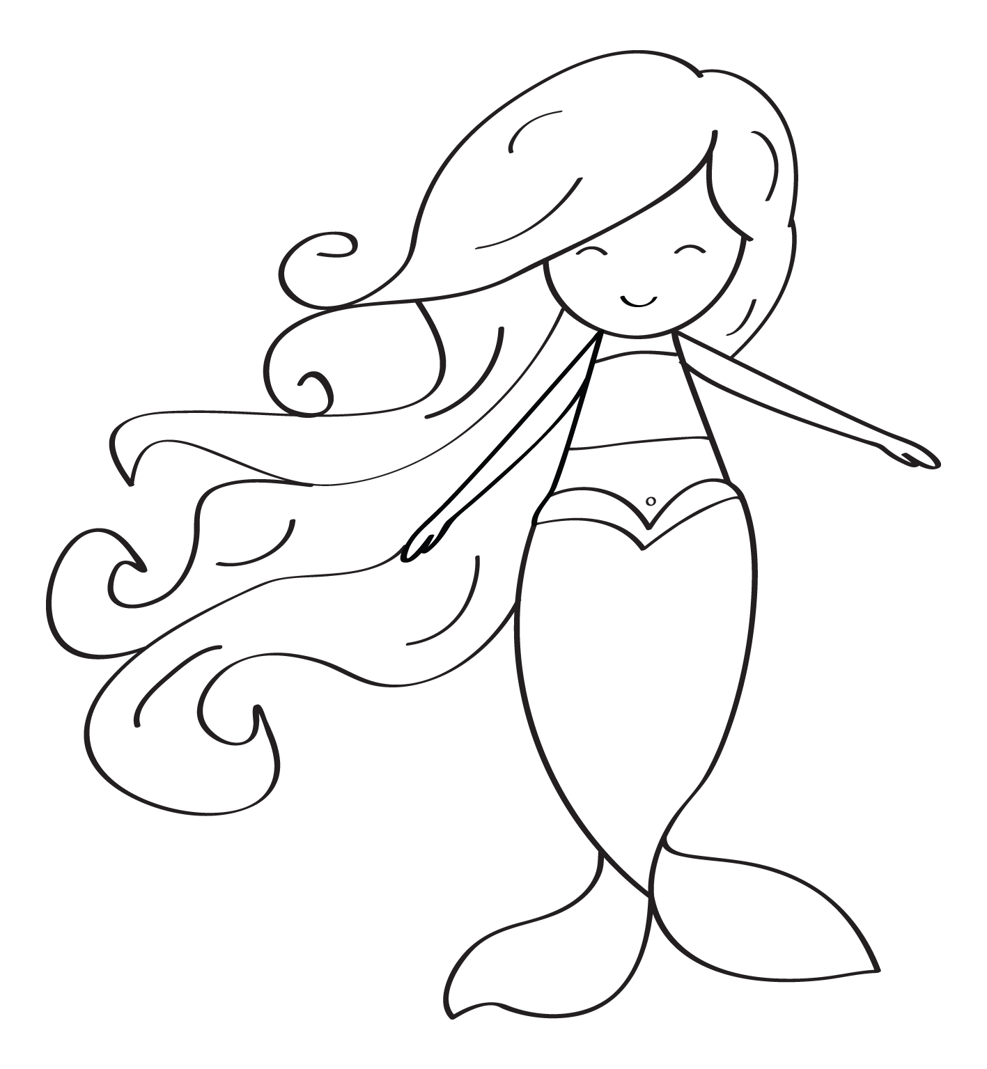 outline clipart mermaid