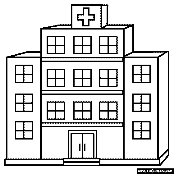 coloring clipart hospital