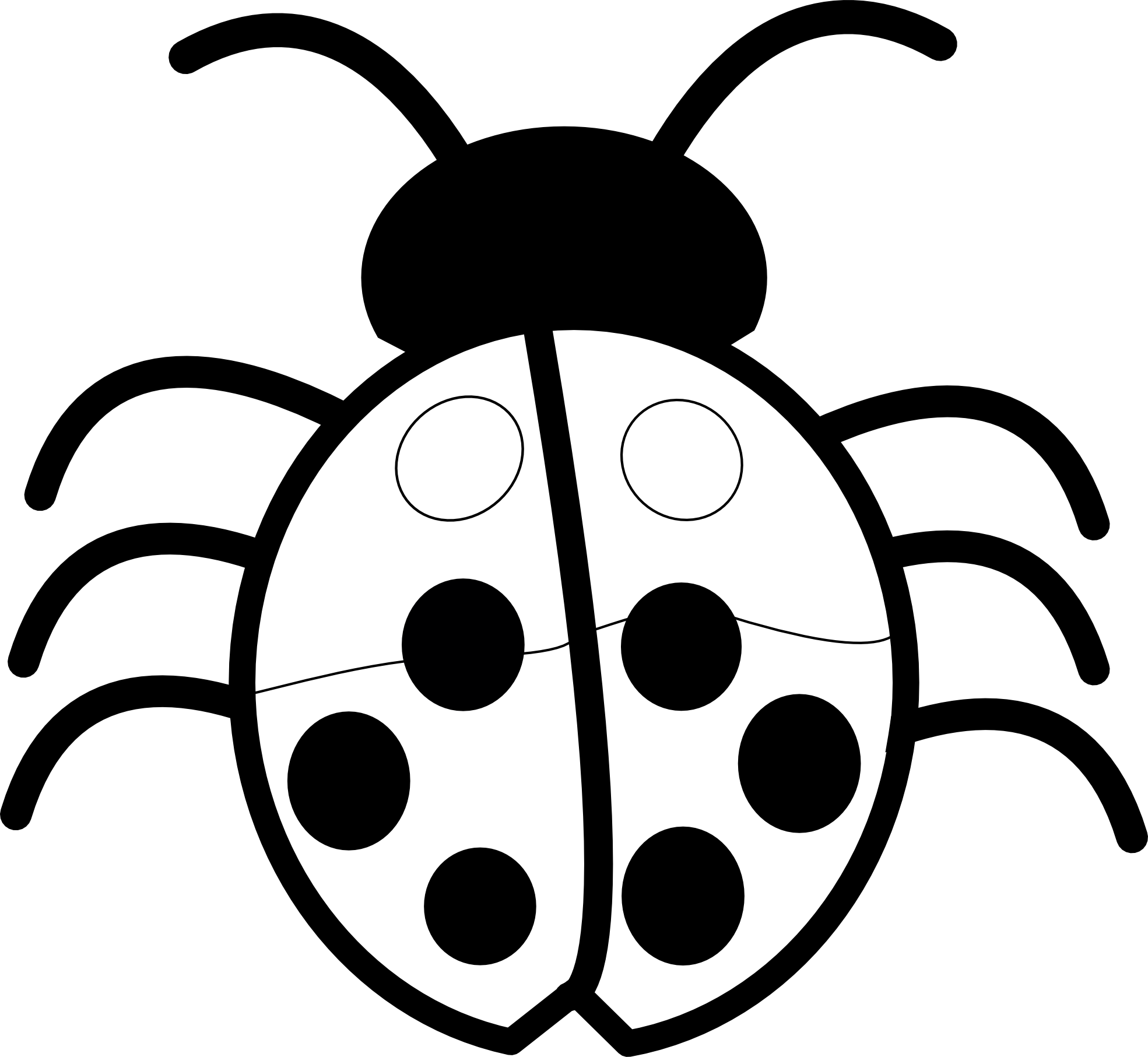 Black and white panda. Ladybug clipart colouring