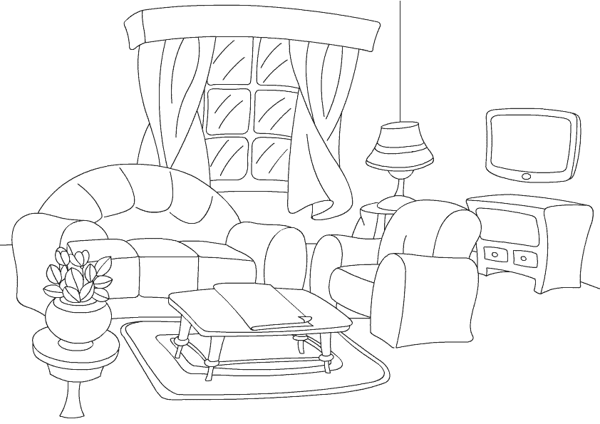 coloring clipart living room