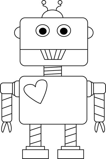 robot clipart line drawing