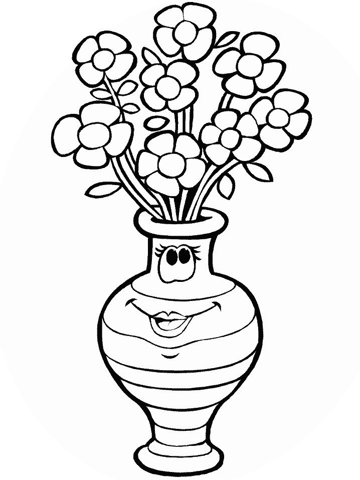 Cartoon black and white. Coloring clipart vase