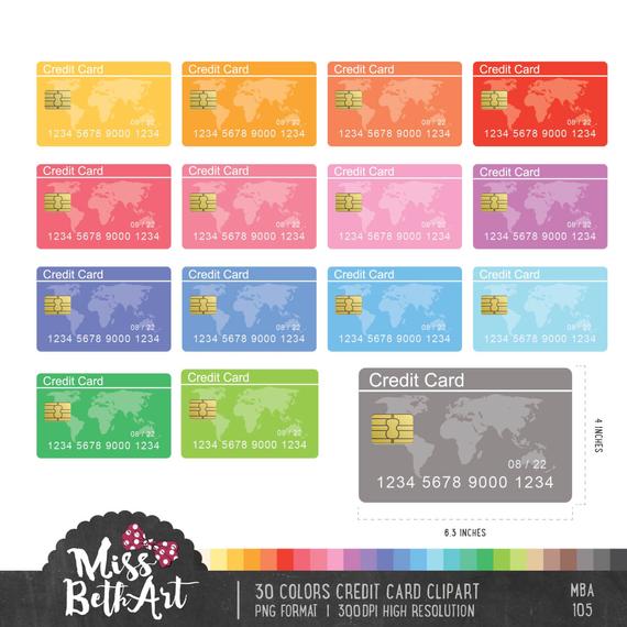 Colors clipart card.  credit instant download