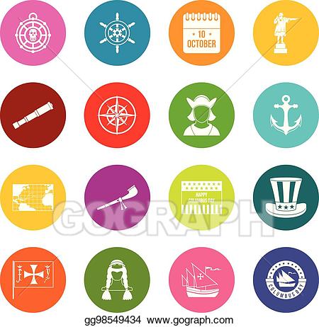 Vector columbus icons many. Colors clipart day