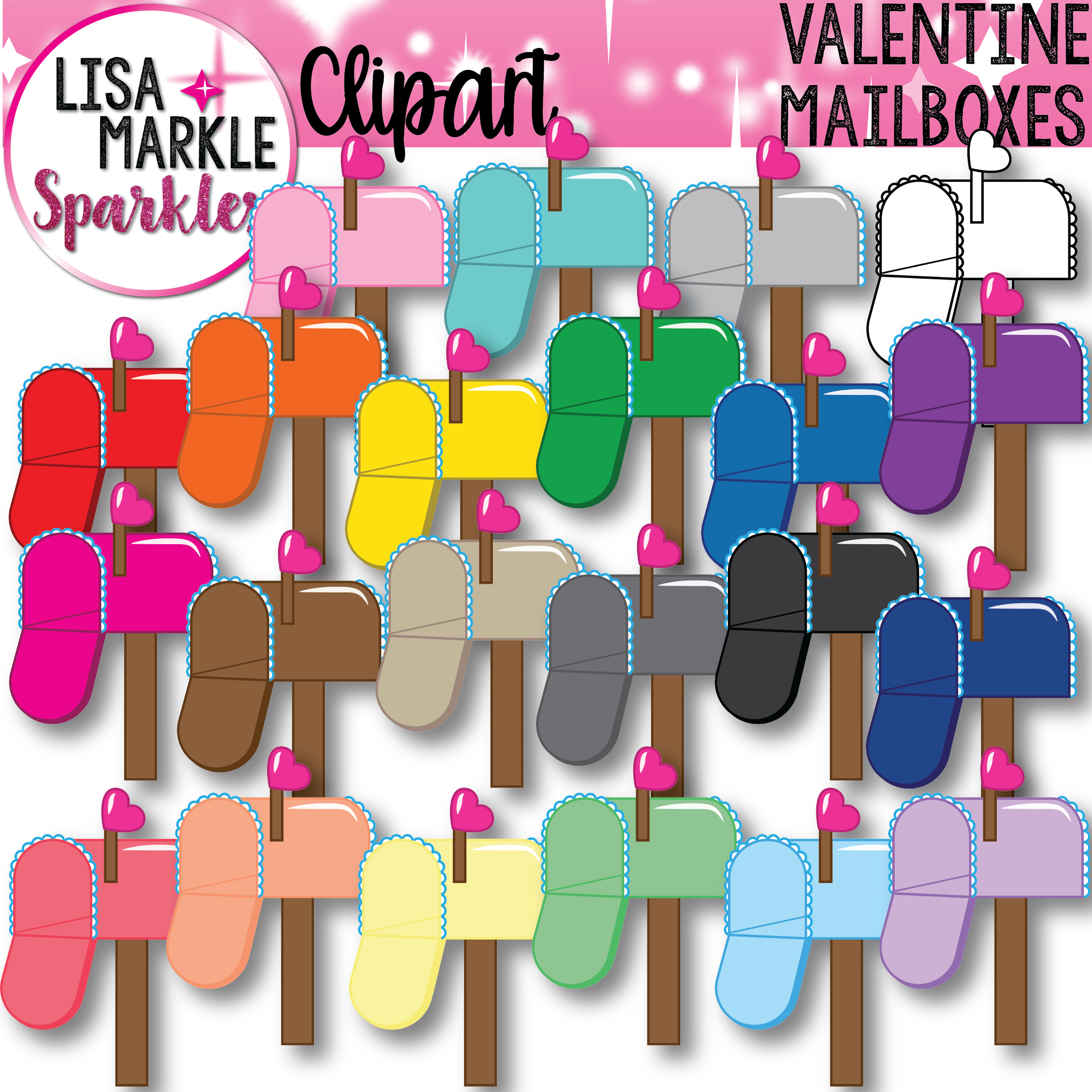 Colors clipart day. Valentine s mailbox rainbow